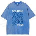 Unisex Fresh Sardines Printed Washed Tee
