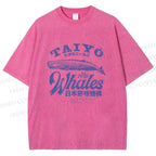 Unisex Taiyo Whales Printed Washed Tee