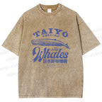 Unisex Taiyo Whales Printed Washed Tee