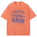 Unisex Taiyo Whales Printed Washed Tee