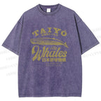 Unisex Taiyo Whales Printed Washed Tee