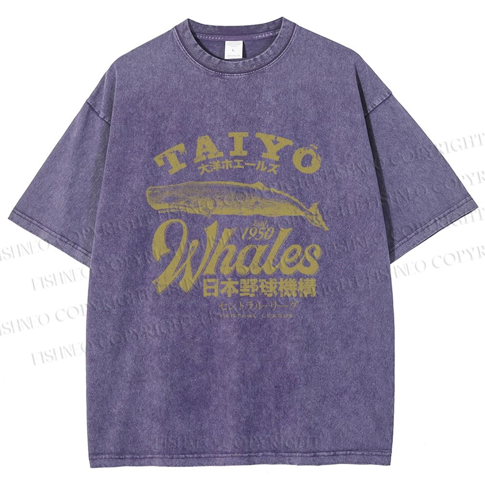 Unisex Taiyo Whales Printed Washed Tee