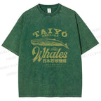 Unisex Taiyo Whales Printed Washed Tee