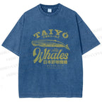 Unisex Taiyo Whales Printed Washed Tee