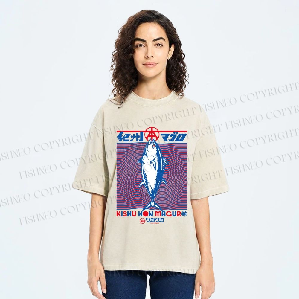 Unisex Kishu Hon Maguro Printed Washed Tee