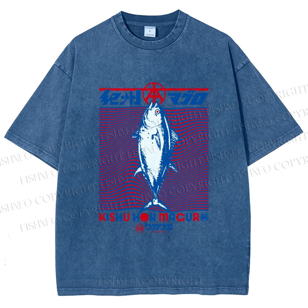 Unisex Kishu Hon Maguro Printed Washed Tee