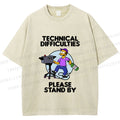 Unisex The Simpsons Meme Technical Difficulties Printed Washed Tee