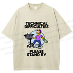 Unisex The Simpsons Meme Technical Difficulties Printed Washed Tee