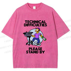 Unisex The Simpsons Meme Technical Difficulties Printed Washed Tee