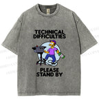 Unisex The Simpsons Meme Technical Difficulties Printed Washed Tee