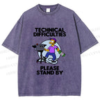 Unisex The Simpsons Meme Technical Difficulties Printed Washed Tee