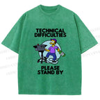 Unisex The Simpsons Meme Technical Difficulties Printed Washed Tee