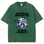 Unisex The Simpsons Meme Technical Difficulties Printed Washed Tee