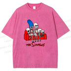 Unisex The Simpsons Skeleton Couch Gag Printed Washed Tee
