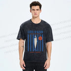 Unisex Retro Fish Market Printed Washed Tee