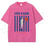 Unisex Retro Fish Market Printed Washed Tee
