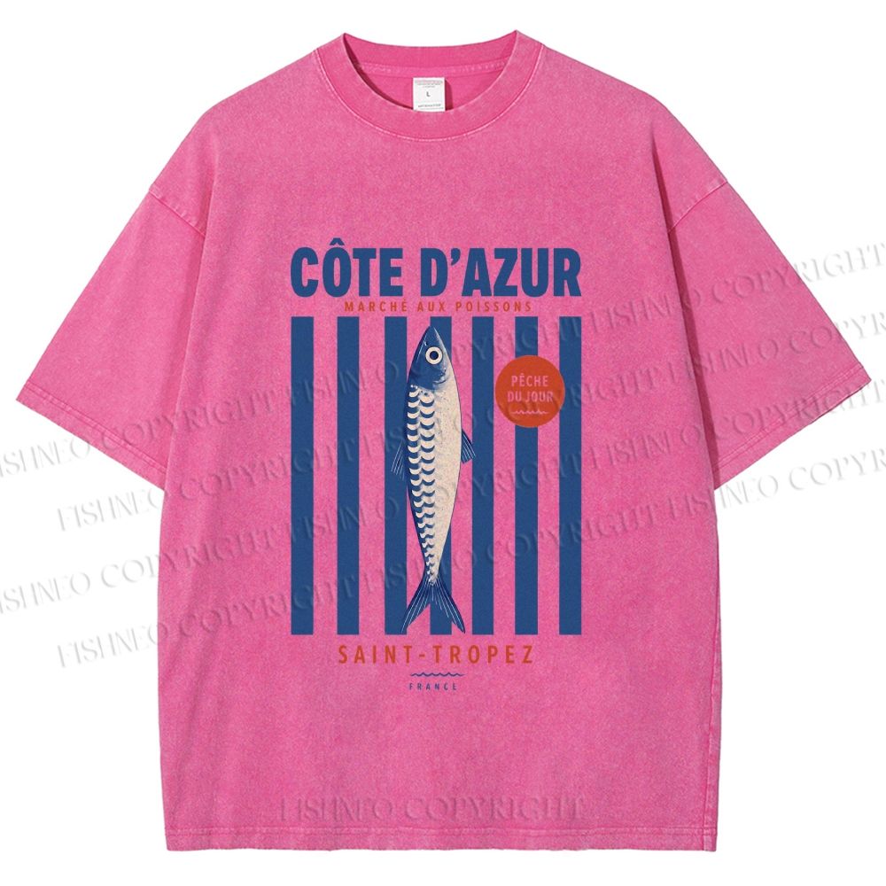 Unisex Retro Fish Market Printed Washed Tee