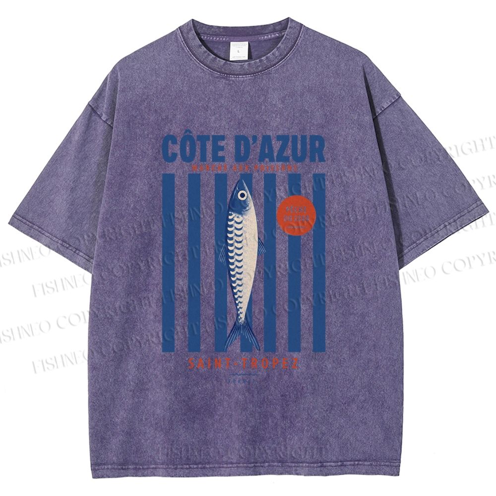 Unisex Retro Fish Market Printed Washed Tee