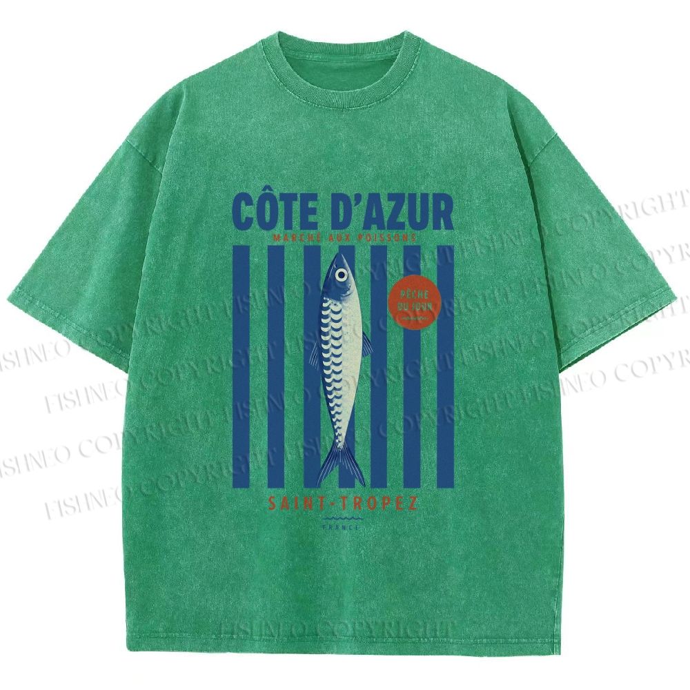 Unisex Retro Fish Market Printed Washed Tee