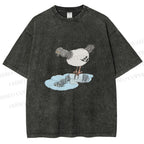 Unisex Funny Pigeon Look Himself in Water Printed Washed Tee