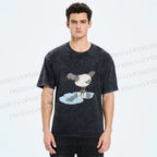 Unisex Funny Pigeon Look Himself in Water Printed Washed Tee
