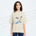 Unisex Funny Pigeon Look Himself in Water Printed Washed Tee