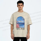 Unisex Mount Fuji Printed Washed Tee