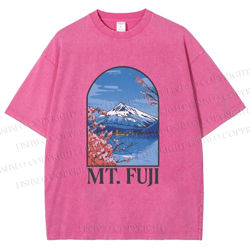 Unisex Mount Fuji Printed Washed Tee