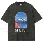 Unisex Mount Fuji Printed Washed Tee