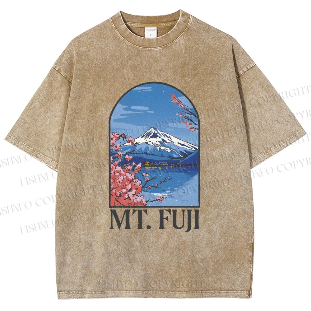 Unisex Mount Fuji Printed Washed Tee