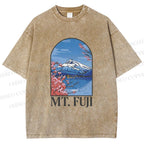 Unisex Mount Fuji Printed Washed Tee