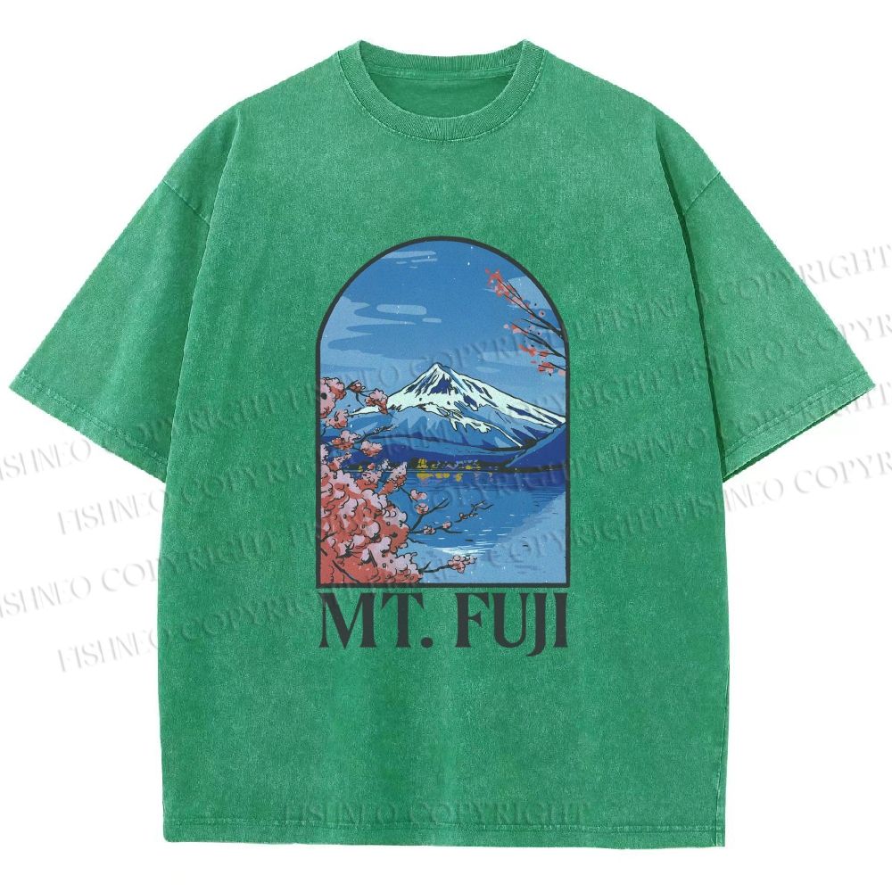 Unisex Mount Fuji Printed Washed Tee