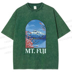 Unisex Mount Fuji Printed Washed Tee