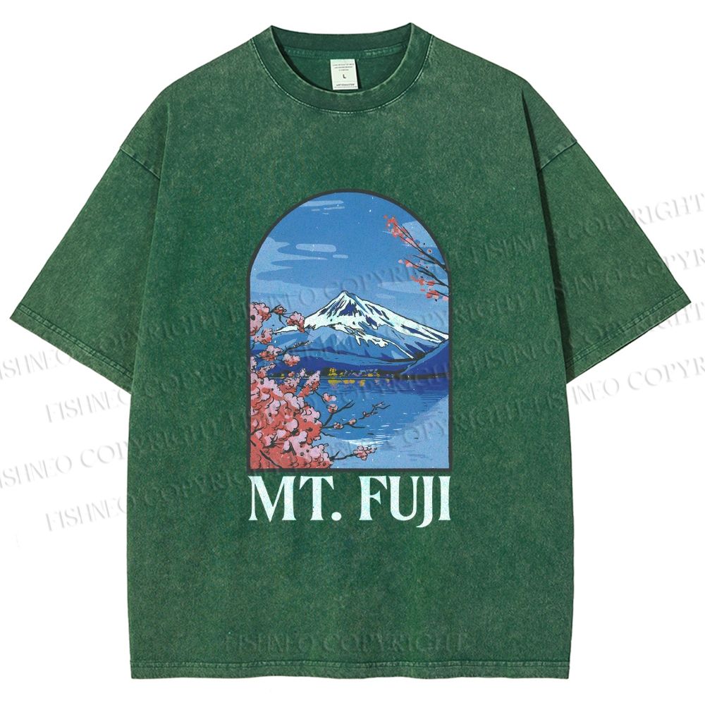 Unisex Mount Fuji Printed Washed Tee