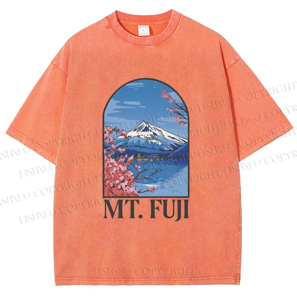 Unisex Mount Fuji Printed Washed Tee