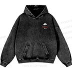 Unisex Casual Mount Fuji Printed Double-sided Washed Hoodie