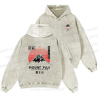 Unisex Casual Mount Fuji Printed Double-sided Washed Hoodie