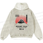 Unisex Casual Mount Fuji Printed Double-sided Washed Hoodie