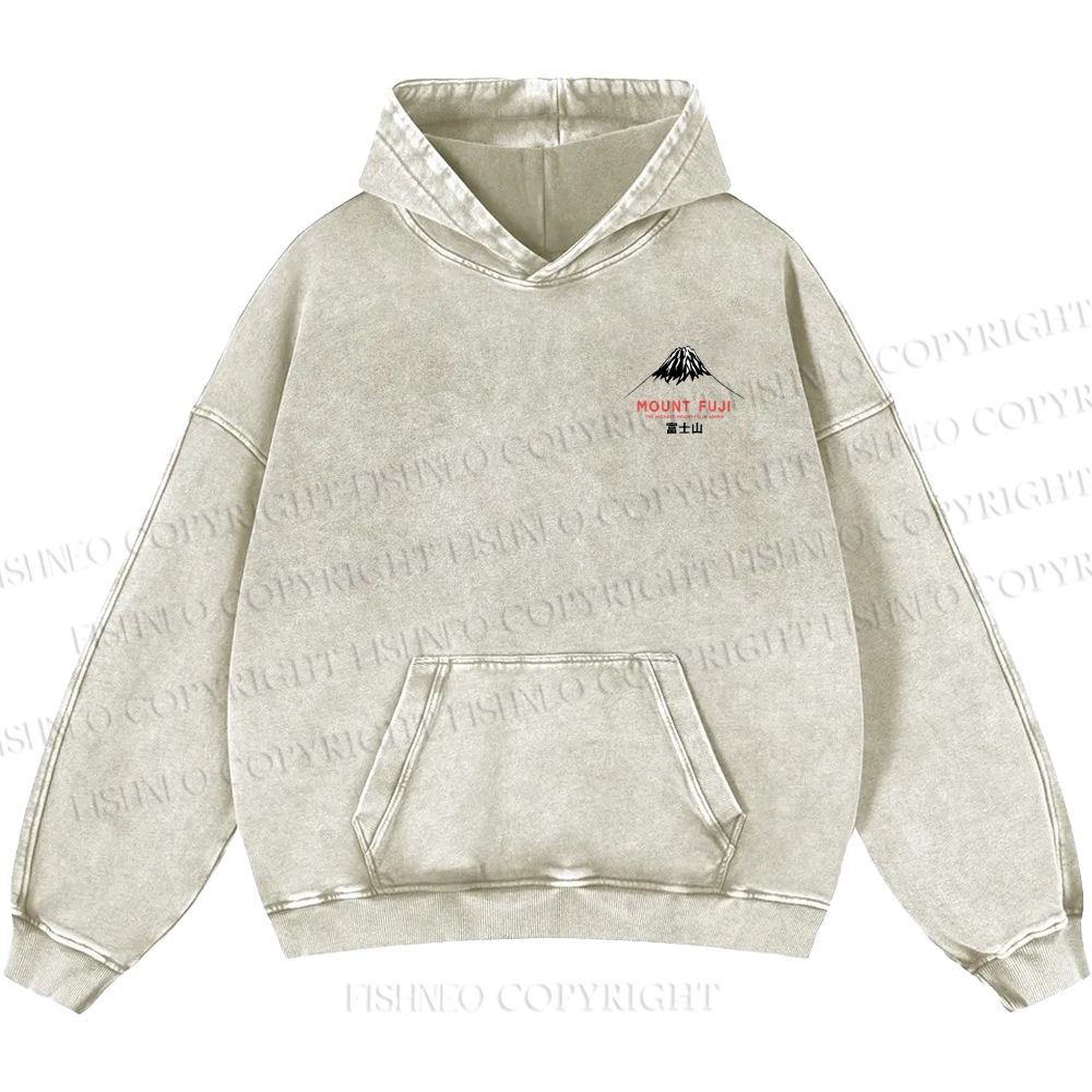 Unisex Casual Mount Fuji Printed Double-sided Washed Hoodie