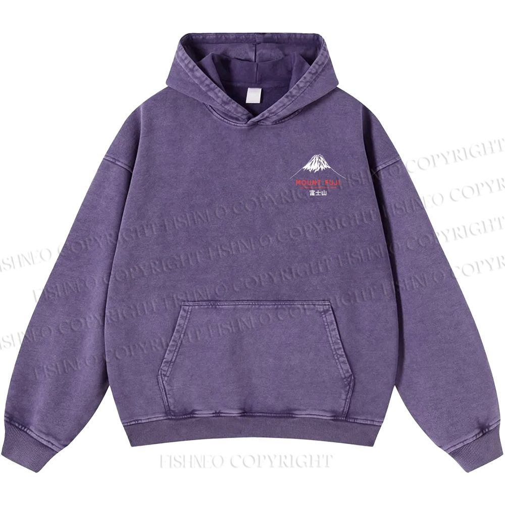 Unisex Casual Mount Fuji Printed Double-sided Washed Hoodie