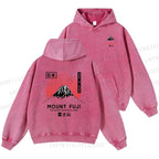 Unisex Casual Mount Fuji Printed Double-sided Washed Hoodie