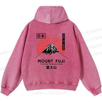 Unisex Casual Mount Fuji Printed Double-sided Washed Hoodie