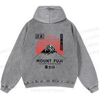 Unisex Casual Mount Fuji Printed Double-sided Washed Hoodie