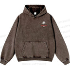 Unisex Casual Mount Fuji Printed Double-sided Washed Hoodie