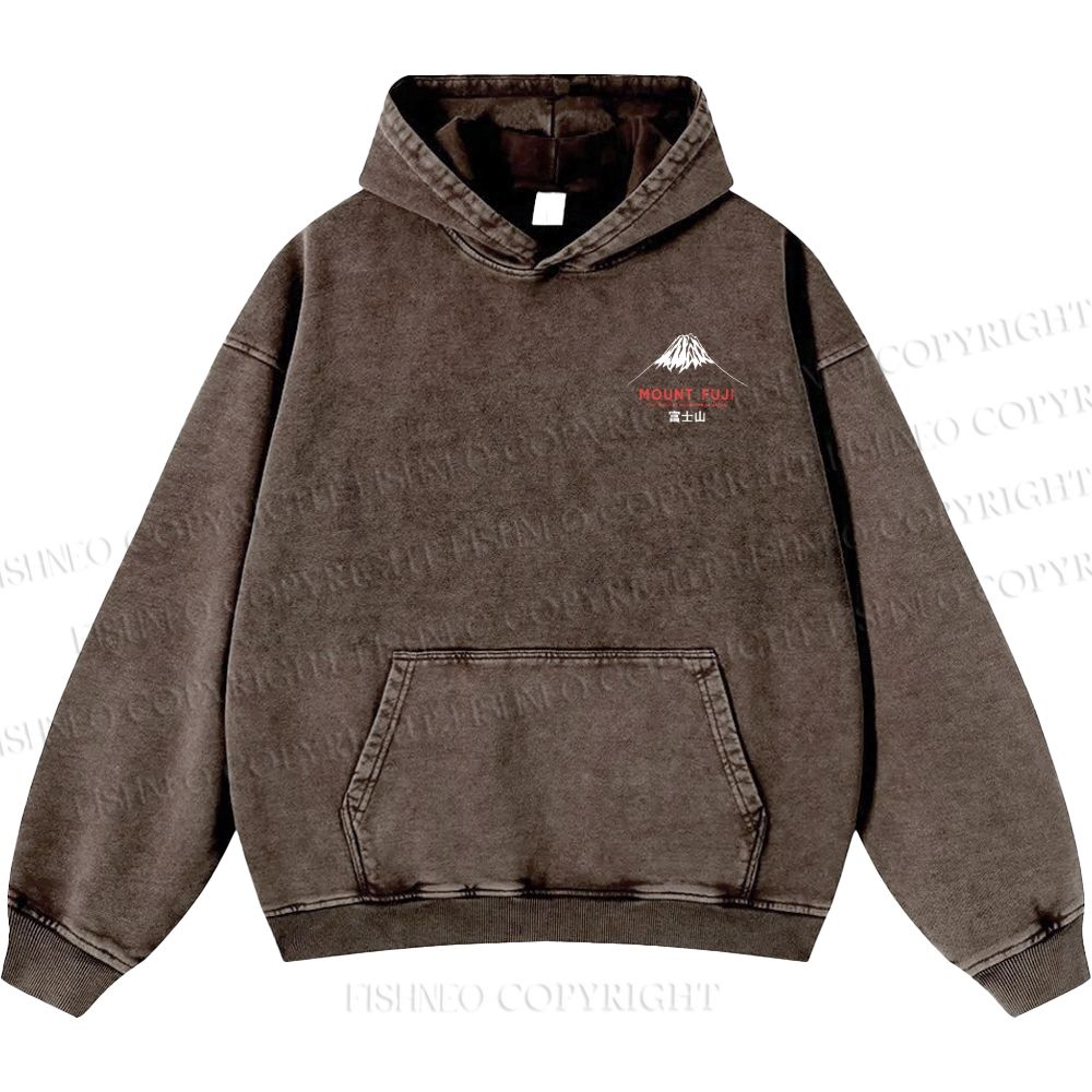 Unisex Casual Mount Fuji Printed Double-sided Washed Hoodie