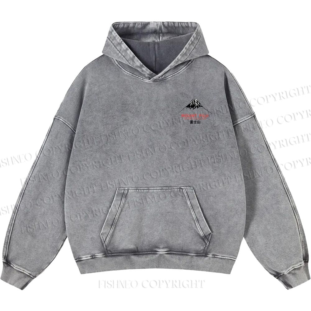 Unisex Casual Mount Fuji Printed Double-sided Washed Hoodie