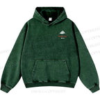 Unisex Casual Mount Fuji Printed Double-sided Washed Hoodie
