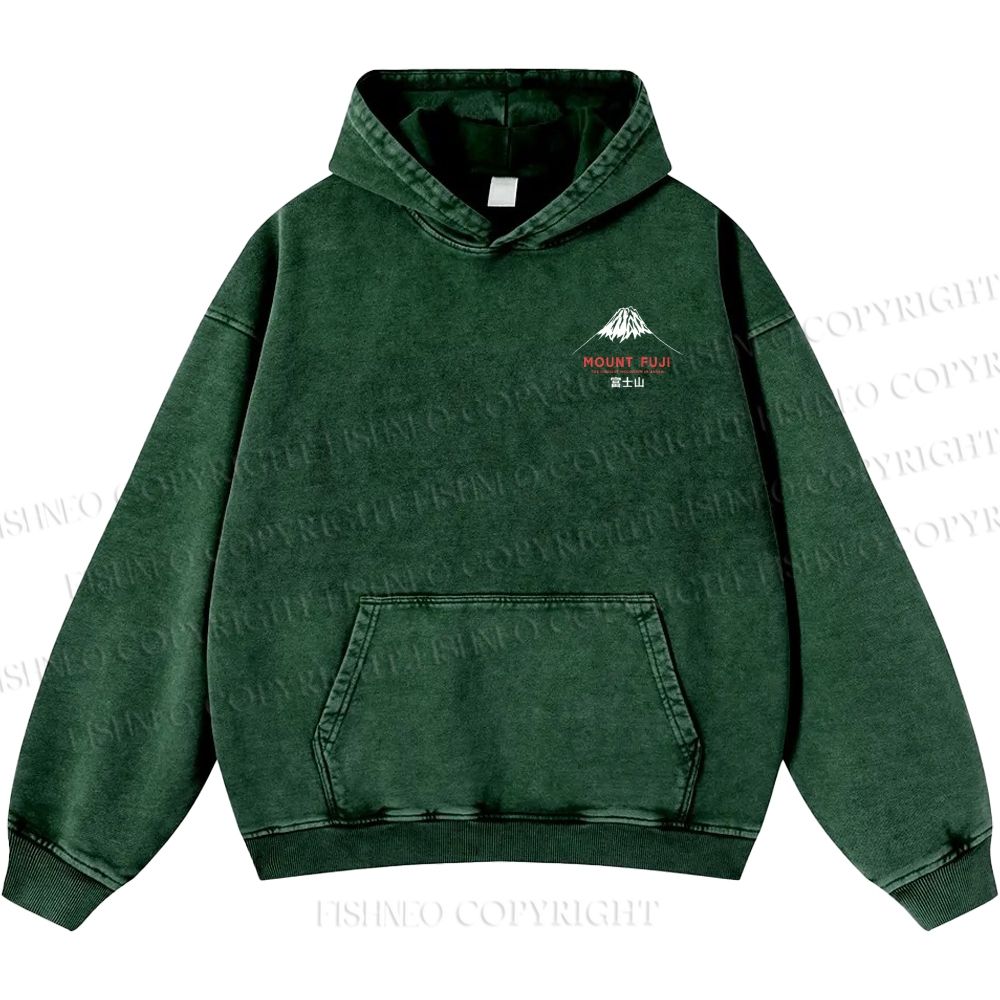 Unisex Casual Mount Fuji Printed Double-sided Washed Hoodie