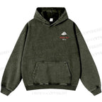 Unisex Casual Mount Fuji Printed Double-sided Washed Hoodie
