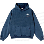 Unisex Casual Mount Fuji Printed Double-sided Washed Hoodie